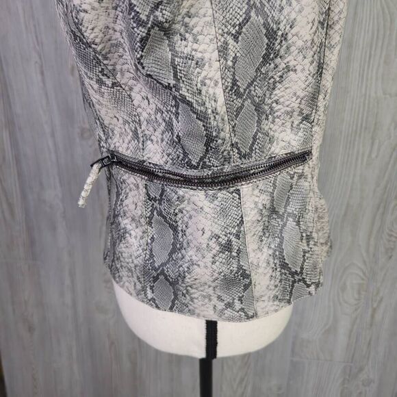 Blank NYC Womens Small Snake Print Moto Jacket Asymmetrical Front Zip Stretch - Picture 5 of 9
